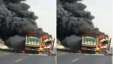 حادثة سير تتسبب في اندلاع حريق في شاحنة محملة ببقايا قنينات الغاز بالطريق السيار أكادير