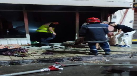 حريق محل بيع الاقمشة بالناظور