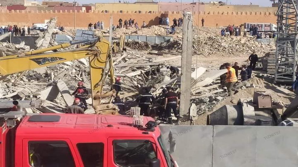 تزنيت : مصرع عامل وإصابة 3 آخرين في انهيار عمارة في طور البناء بحي اكلو