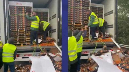عشرات الشاحنات المغربية المحملة بالخضر والفواكه تتعرض للإتلاف والعرقلة باسبانيا
