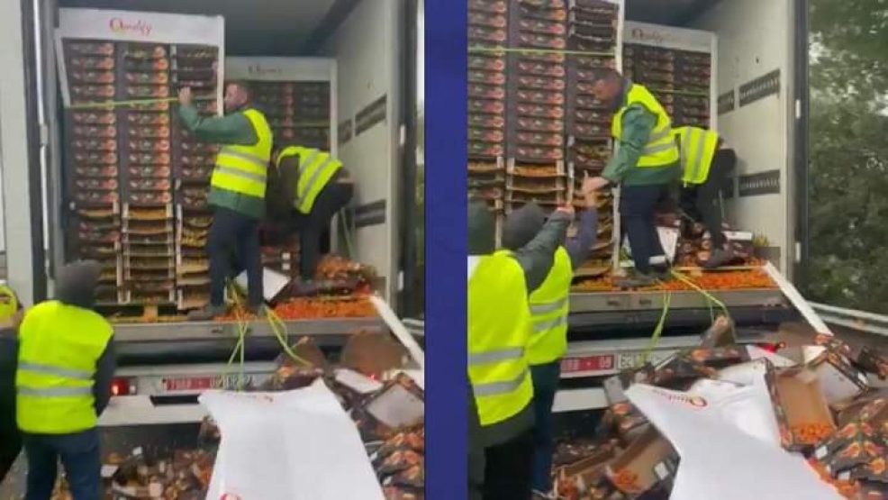 عشرات الشاحنات المغربية المحملة بالخضر والفواكه تتعرض للإتلاف والعرقلة باسبانيا