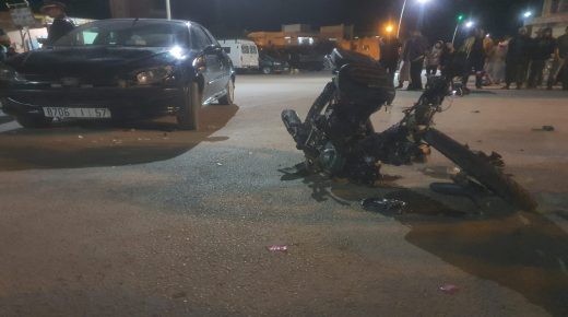 بودنيب اقليم الراشدية..حادثة سير اثر اصطدام دراجة نارية بسيارة