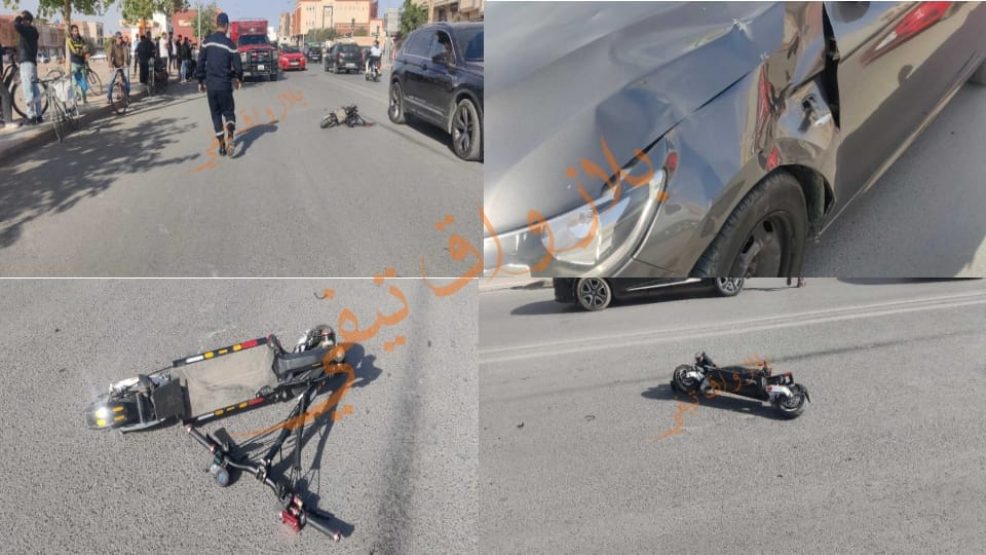 وجدة : عاجل حادثة سير خطيرة بطريق سيدي يحي بين سيارة خفيفة وما يعرف بتورتينيت