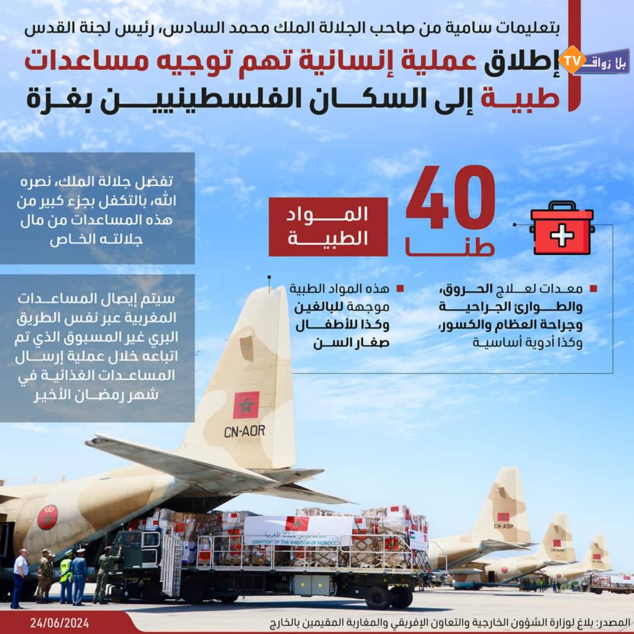 اطلاق عملية إنسانية وتوجيه مساعدات طبية لسكان غزة