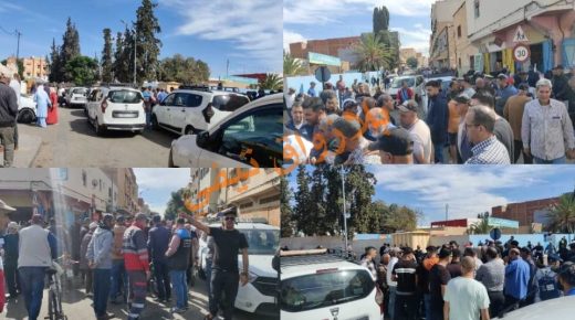 وجدة .. سائقي سيارات الاجرة الكبيرة يشلون طريق بوقنادل