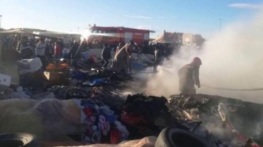 جرسيف.. خسائر مادية دون تسجيل أي إصابات بشرية جراء حريق كبير في سوق المتلاشيات