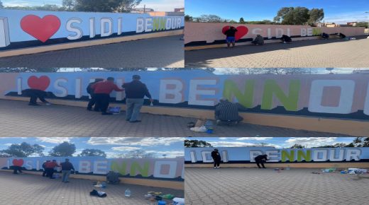 سيدي بنور ..الفنان العوني الشعوبي يواصل إبداعه في تزيين الساحات العمومية