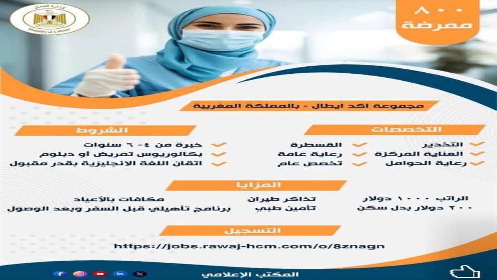 وزير مصري يعلن توظيف 800 ممرضة مصرية في المغرب براتب 10 آلاف درهم..!
