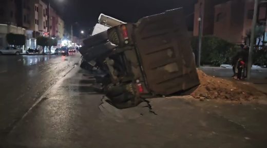 انهيار طريق في حد السوالم يبتلع شاحنة ويكشف هشاشة البنية التحتية
