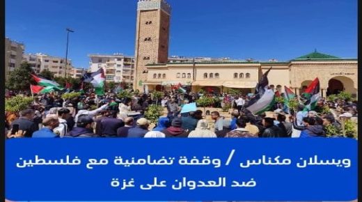 ويسلان مكناس .. وقفة تضامنية مع فلسطين ضد العدوان على غزة