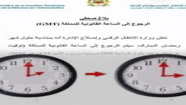 تذكير.. موعد العودة للعمل بتوقيت GMT+1 بالمغرب بعد انتهاء رمضان