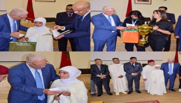 عامل إقليم سيدي بنور يستقبل الطفلتين المتألقتين مريم عصيم وسلمى مغار تكريمًا لتفوقهما الوطني