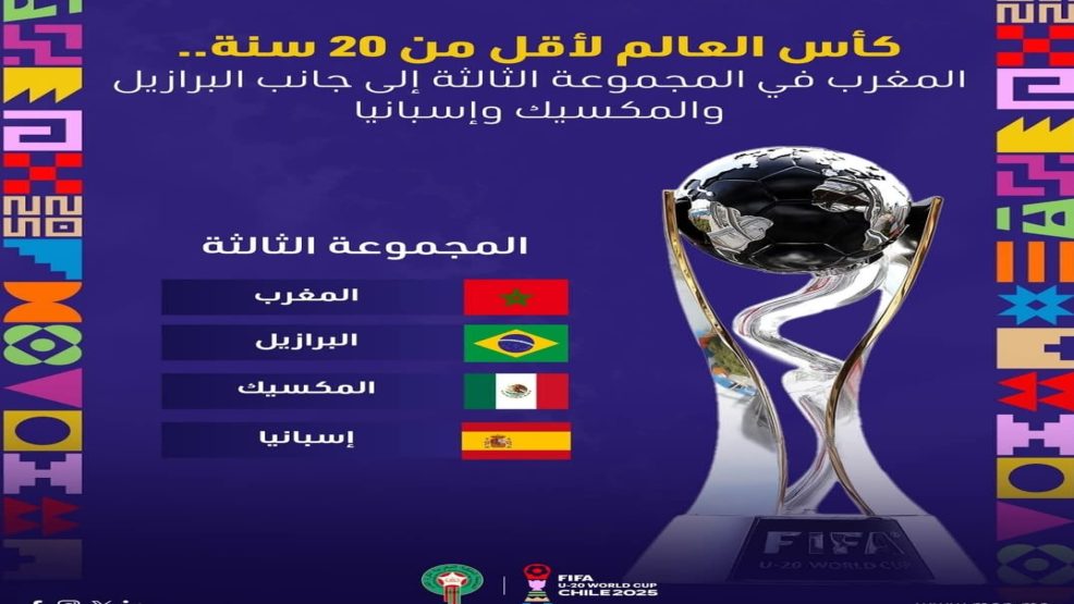 قرعة كأس العالم لكرة القدم لاقل من 20سنة بالشيلي2025 تضع المفرب بمجموعة نارية