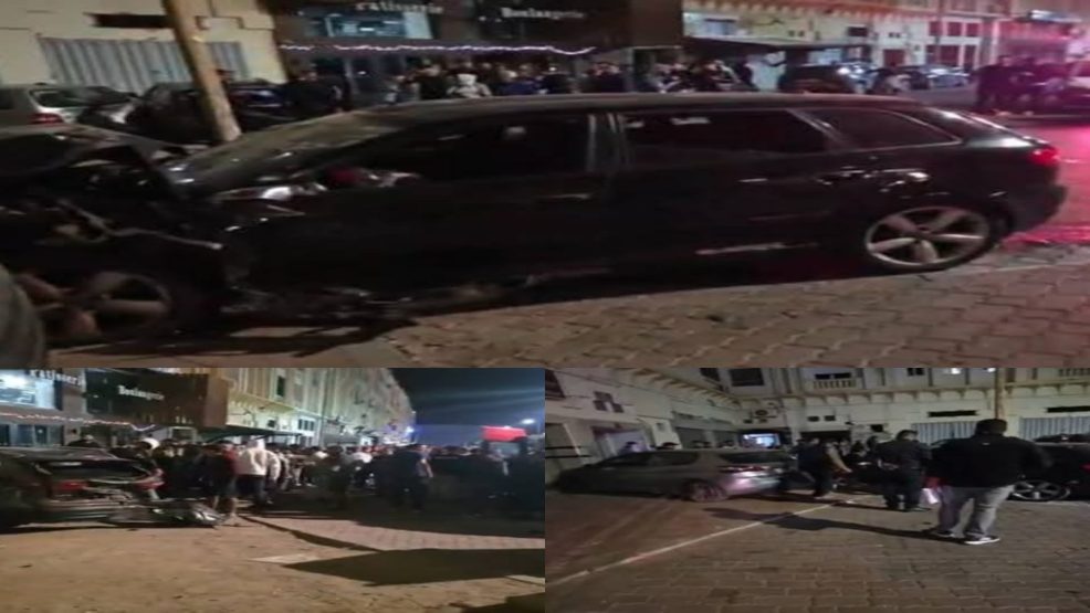 خريبكة..حادثة سير خطيرة بحديقة الفردوس إثر إصطدام سيارة بأربع سيارات أخری