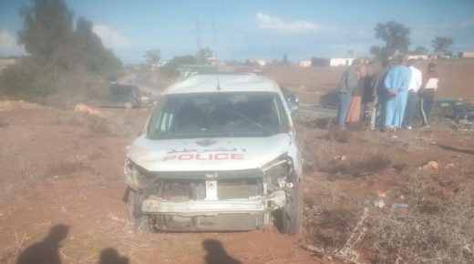 انقلاب سيارة للأمن الوطني على الطريق الجهوية 321 وإصابة شرطيين بجروح خفيفة