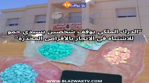 الدرك الملكي بشتوكة إقليم الجديدة يوقف شخصين بدوار سيدي حمو للاشتباه في تورطهما في الاتجار بالأقراص المخدّرة