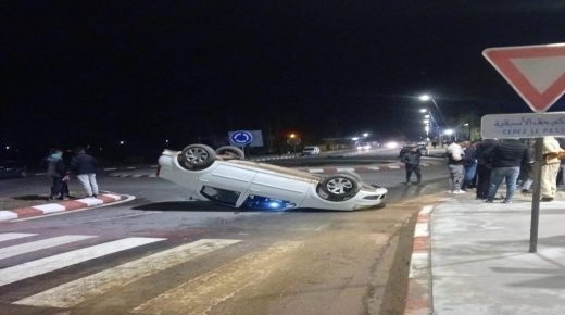 عاجل / اولادفرج اقليم الجديدة.. انقلاب سيارة خفيفة بمدار مدخل المركز