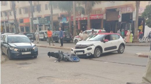 ويسلان مكناس ..حادثة سير بين سيارة و دراجة نارية