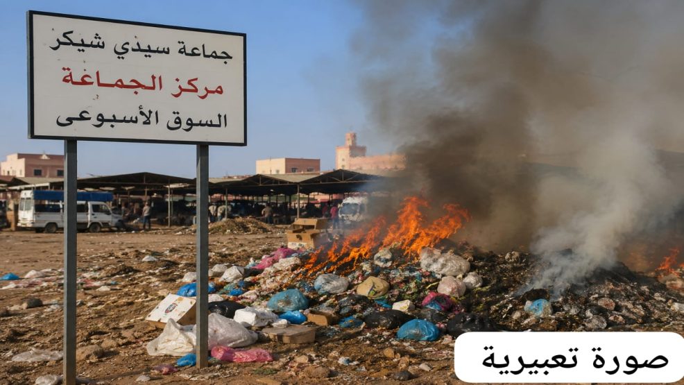 سيدي شيكر ..حرق النفايات داخل السوق الأسبوعي .. مطالب بوضع حد لممارسات تثير الاستغراب