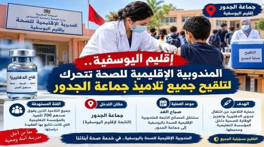 إقليم اليوسفية.. تعبئة صحية واسعة بجماعة الجدور بعد وفاة تلميذة بالدفتيريا وتوجه لتلقيح أزيد من 700 تلميذ