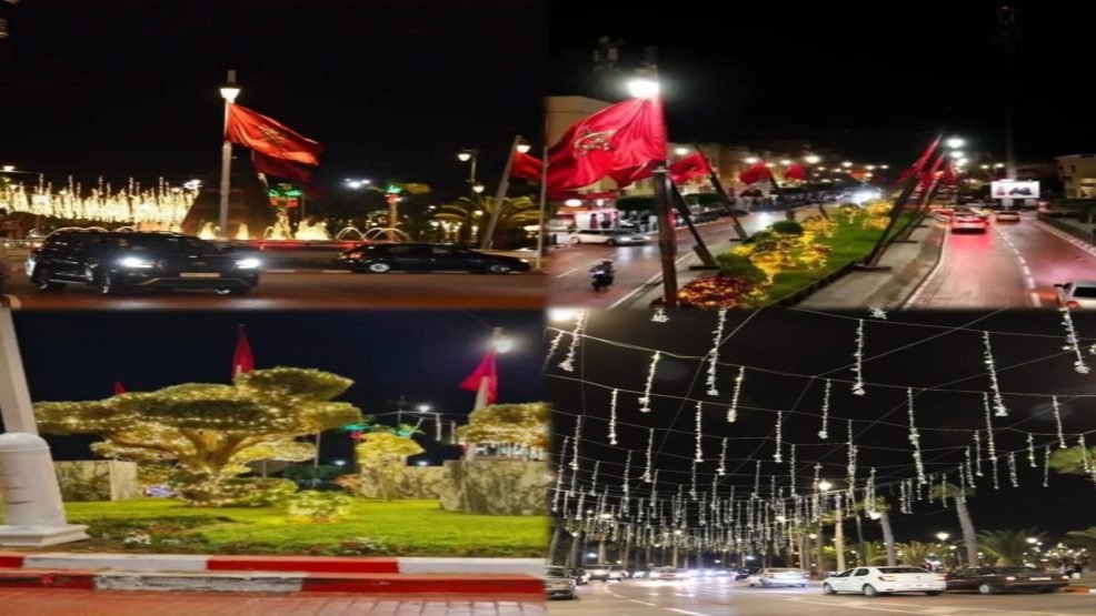 العيون تتزين بالأعلام الوطنية استعداداً للاحتفاء بعيد الوحدة والذكرى الـ51 للمسيرة الخضراء